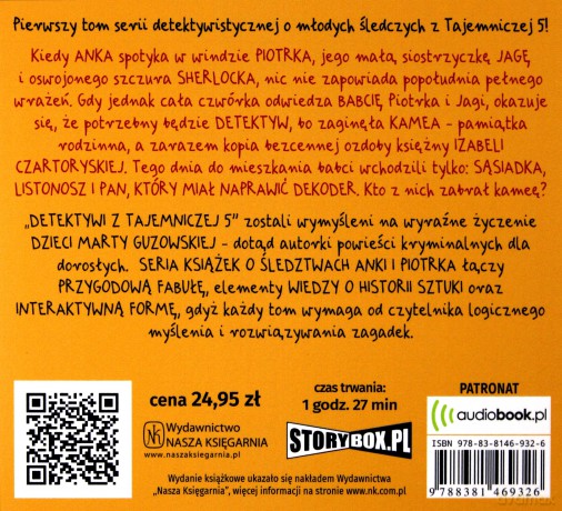 Zagadka zaginionej Kamei. Detektywi z tajemniczej 5 (Tom 1) - Marta Guzowska [AUDIOBOOK]