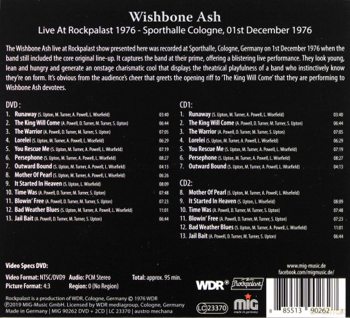 Wishbone Ash: Live At Rockpalast 1976 (digipack) [2CD]+[DVD]