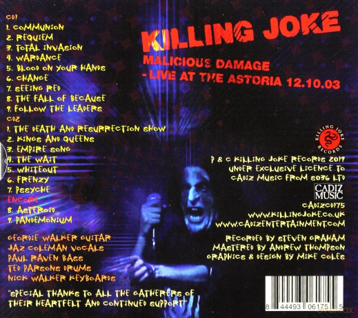 Killing Joke: Malicious Damage: Live At The Astoria [2CD]