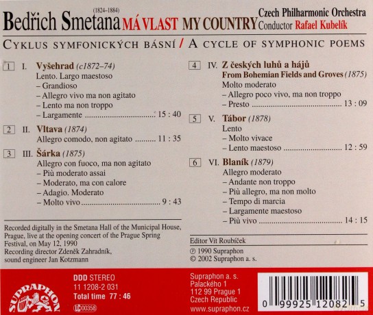 Czech P O: Smetana-Ma Vlast-Kubelik [CD]
