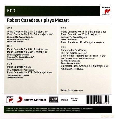 Robert Casadesus: Robert Casadesus Plays Mozart - Sony Classical Masters [5CD]