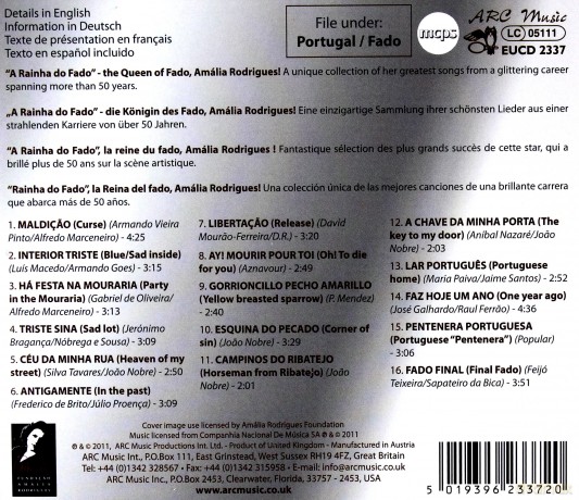 Amalia Rodrigues: The Queen Of Fado [CD]