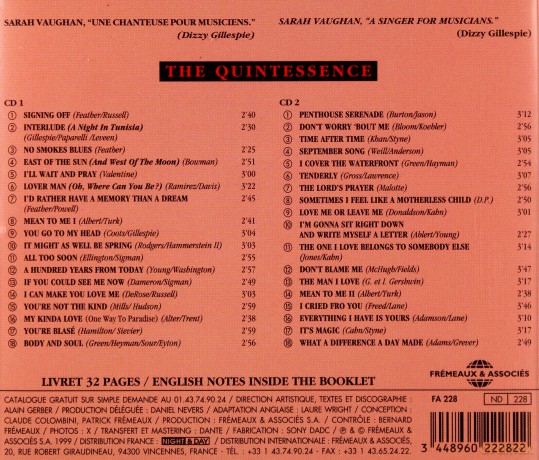 Sarah Vaughan: The Quintessence: New York 1944-1948 [2CD]