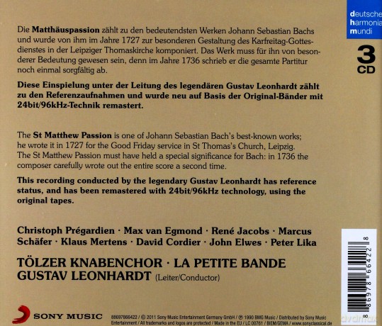 Gustav Leonhardt: J.S. Bach: Matthaus-Passion Bwv 244 [3CD]