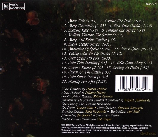 The Secret Garden soundtrack (Zbigniew Preisner) [CD]