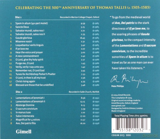 Tallis Scholars: The Tallis Scholars Sing Thomas Tallis [2CD]