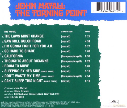 John Mayall: The Turning Point [CD]