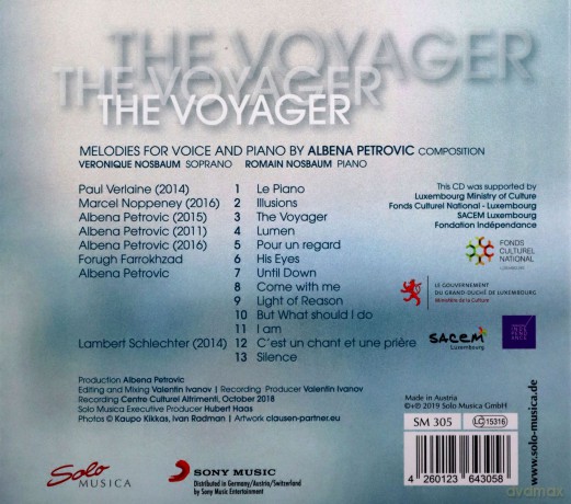 Nosbaum: The Voyager: Melodies For Voice And Piano By Albena Petrovic [CD]