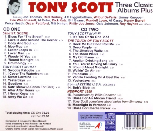 Tony Scott: Three Classic Albums Plus [2CD]