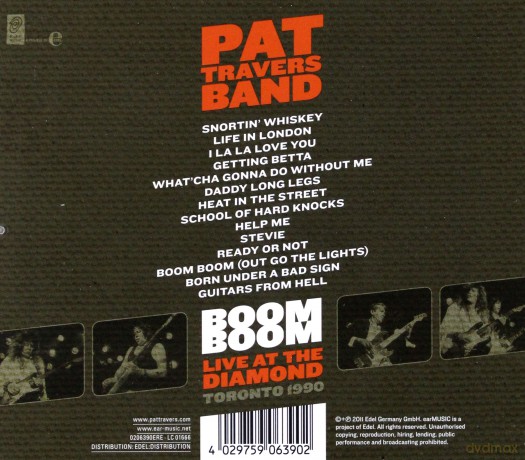 Pat Travers Band: Boom Boom Live At The Diamond Toronto 1990 [CD]