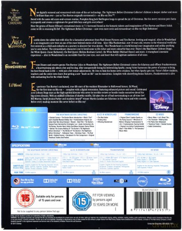 Tim Burton 4 Pack (Miasteczko Halloween / Alicja w Krainie Czarów / Frankenweenie / Ed Wood) [4xBlu-Ray]