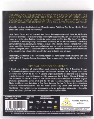 Too Late For Tears [Blu-Ray]+[DVD]
