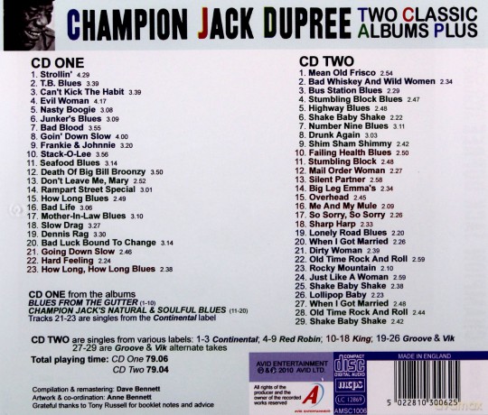 Champion Jack Dupree: Two Classic Albums Plus 40s & 50s Singles (Blues From The Gutter / Natural & Soulful Blues) [2CD]