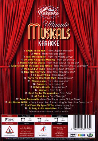 Ultimate Musicals Karaoke [DVD]