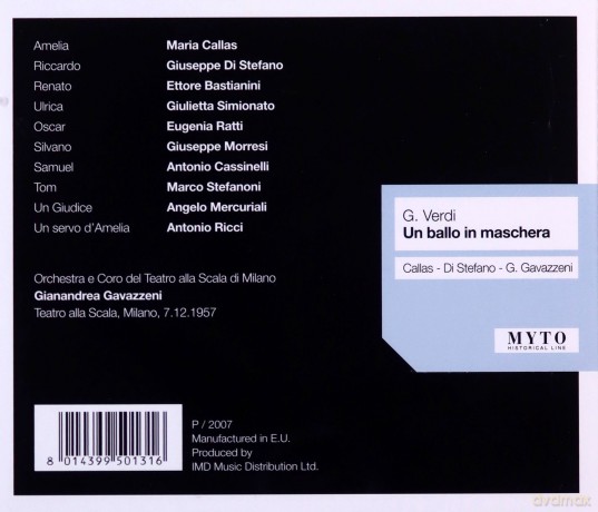 Callasdi Stefanobastianinis: Un Ballo In Maschera [CD]