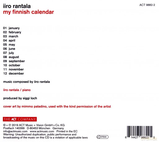 Iiro Rantala: My Finnish Calendar [CD]