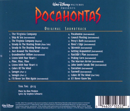 Pocahontas soundtrack [CD]