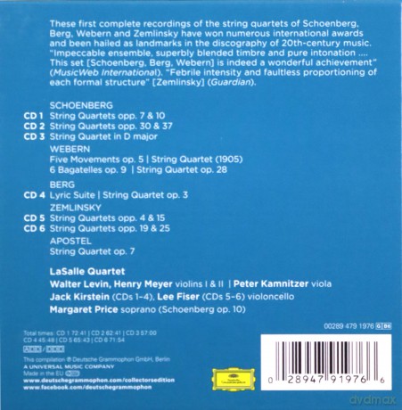 Lasalle Quartet: Schoenberg/Webern/Berg/Zemlinsky [6CD]