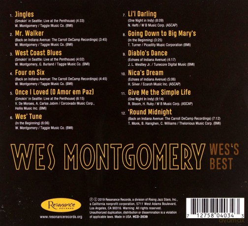 Wes Montgomery: Wess Best: The Best Of Wes Montgomry On Resonance [CD]