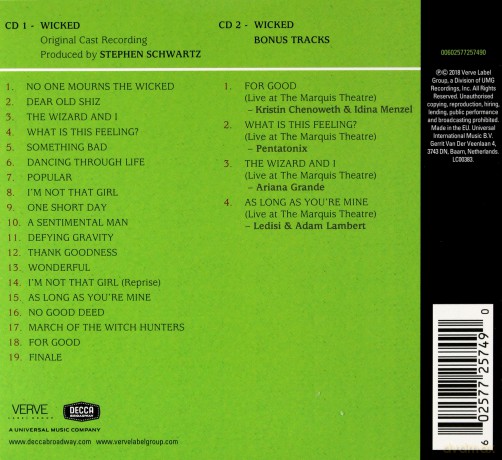 Wicked (15th Anniversary) soundtrack [2CD]
