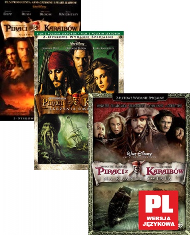 Piraci z Karaibów Trylogia: Klątwa czarnej perły / Skrzynia umarlaka / Na krańcu świata edycja specjalna Pakiet [6DVD]