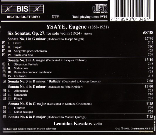 Leonidas Kavakos: Ysayesix Sonatas [CD]