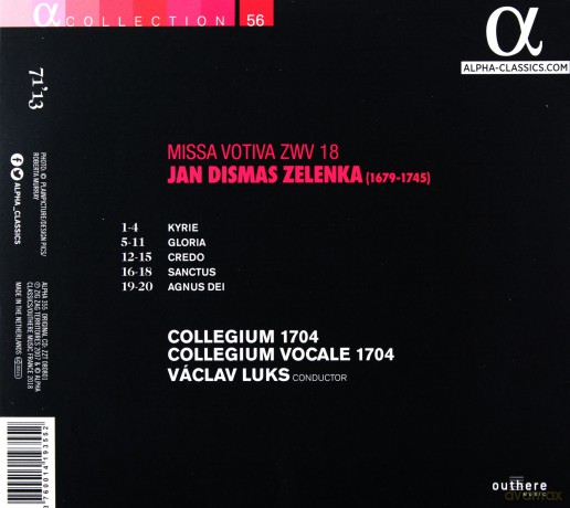 Vaclav Luks: Zelenka: Missa Votiva Zwv 18 Collegium 1704 [CD]