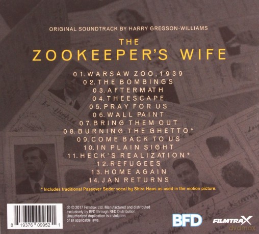 Zookeepers Wife soundtrack (Harry Gregson-Williams) [CD]