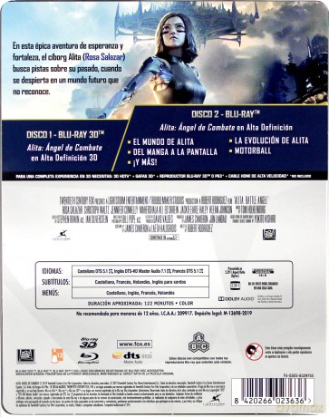 Alita: Battle Angel (steelbook) [Blu-Ray 3D]+[Blu-Ray]