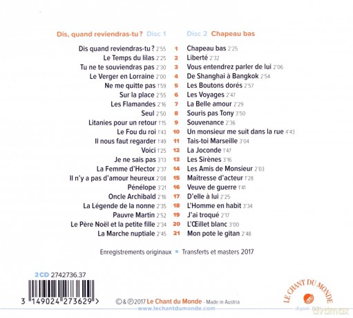 Barbara: Dis. Quand Reviendras-Tu [2CD]