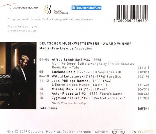 Maciej Frackiewecz: Portrait Of A Lover: Works By Schnittke. Berio. Lutoslawski. Rameau. Majkusiak. Piazzolla And Krauze [CD]