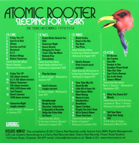 Atomic Rooster: Sleeping For Years - The Studio Recordings 1970-1974 Clamshell Boxset [4CD]