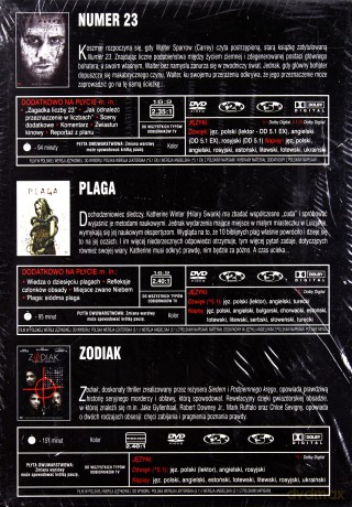 Kino pod napięciem: Numer 23 / Plaga / Zodiak [BOX] [3DVD]