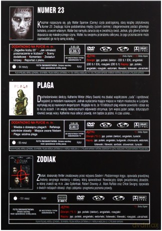 Kino pod napięciem: Numer 23 / Plaga / Zodiak [BOX] [3DVD]