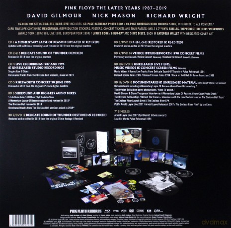 Pink Floyd: The Later Years 1987 - 2019 [BOX] [6xBlu-Ray]+[5DVD]+[2xWinyl]+[5CD]