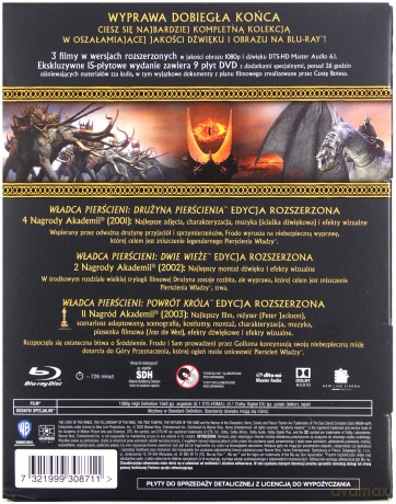 Władca Pierścieni Trylogia (wersja rozszerzona) [BOX] [6xBlu-Ray]+[9DVD]