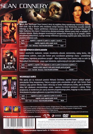 Gwiazdy kina: Sean Connery - Liga Niezwykłych Dżentelmenów / Osaczeni / Wschodzące słońce BOX [3DVD]