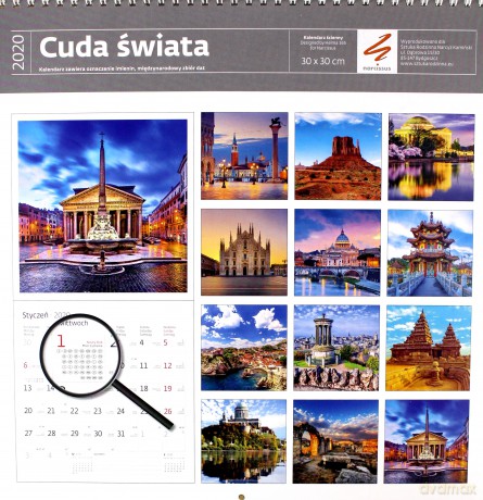 Kalendarz 2020 cuda świata 30x30 [KALENDARZ]