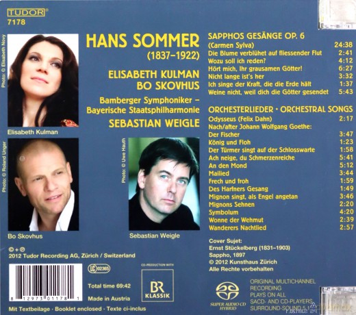 Sommer, Hans: Sapphos Gesänge; Goethe Lieder: Elisabeth Kulman, Bo Skovhus, Bamberger Symphoniker, Sebastian Weigle [SACD]