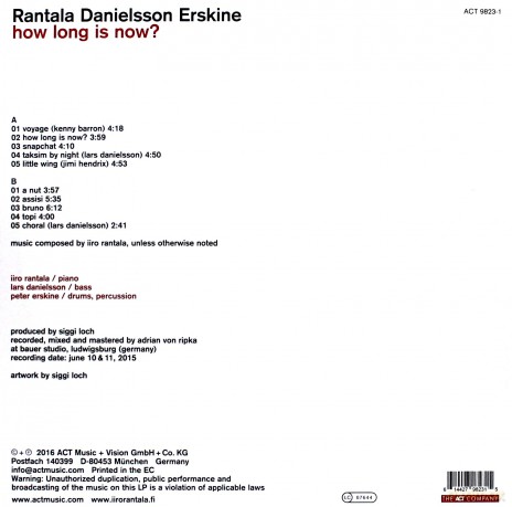 Rantala, Iiro & Danielsson, Lars & Erskine, Peter: How Long Is Now? [Winyl]