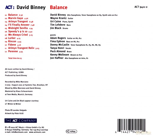 David Binney: Balance [CD]