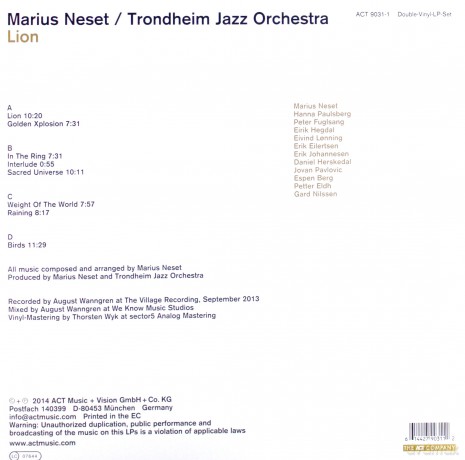 Neset, Marius Trondheim Jazz Orchestra: Lion [2xWinyl]