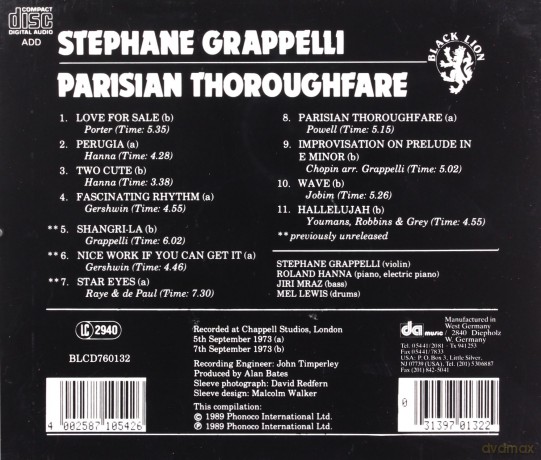 Grappelli, Stephane: Parisian Thoroughfare [CD]