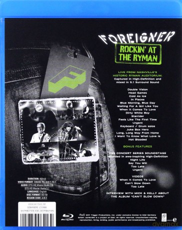 Foreigner: Rockin At The Ryman [Blu-Ray]