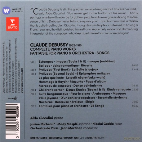 Aldo Ciccolini: Debussy: Complete Piano Works [6CD]