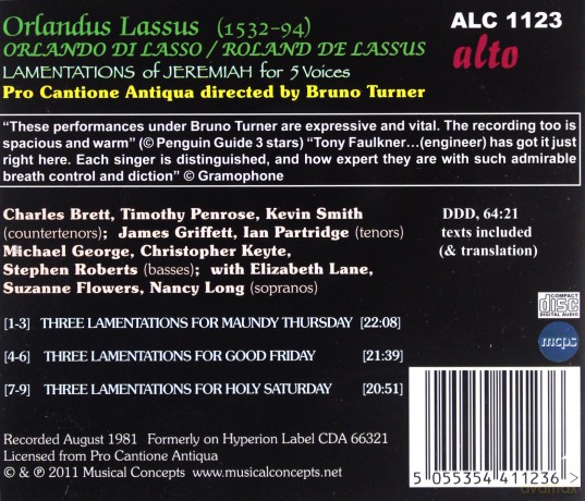 Pro Cantione Antiqua: Lassus Lamentations Easter Week [CD]