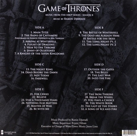Game Of Thrones: Season 8 soundtrack (Gra o Tron) (Ramin Djawadi) [3xWinyl]