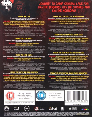 Friday The 13th 1-8 Boxset (Piątek trzynastego / Piątek trzynastego II / Piątek trzynastego III / Piątek trzynastego IV: Ostatni rozdział / Piątek trzynastego V: Nowy początek / Piątek trzynastego VI: Jason żyje / Piątek trzynastego VII: Nowa krew / Piąte