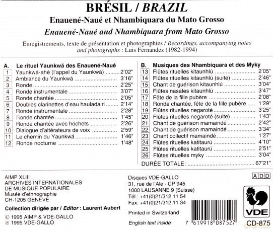 Enauene Naue: Bresil-Enauene-Naue Et Nhambiquara Du Mato Grosso [CD]
