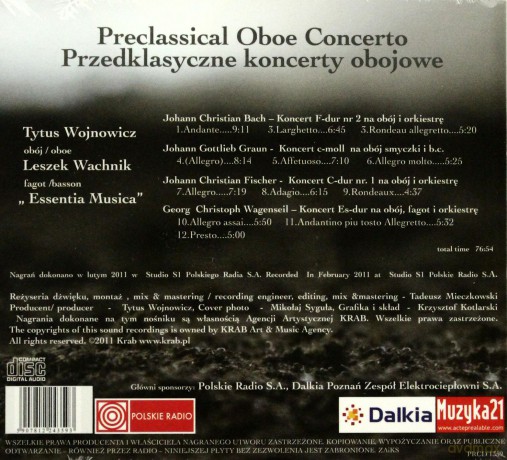 Tytus Wojnowicz: Przedklasyczne Koncerty Obojów (digipack) [CD]
